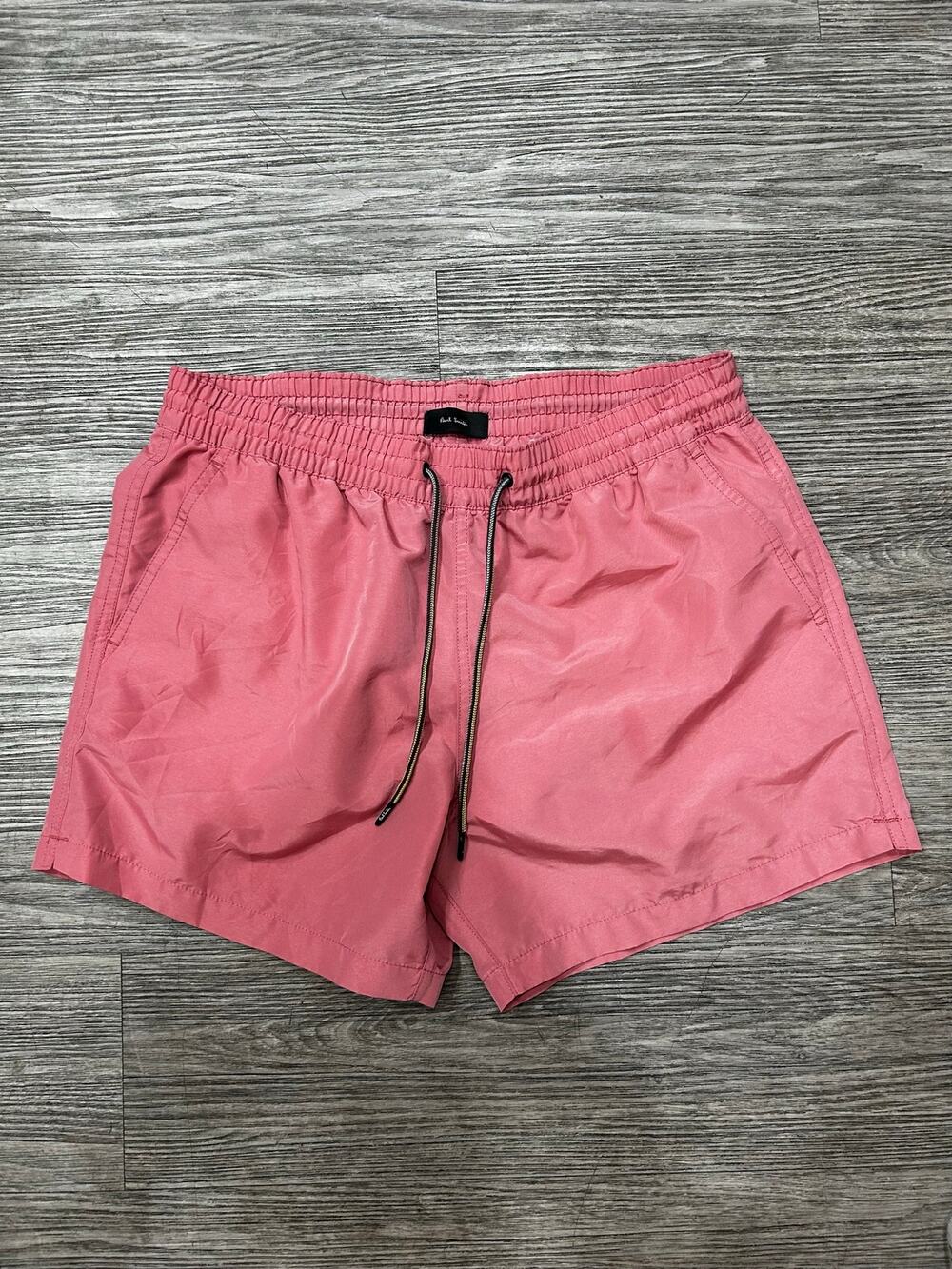 Paul Smith Men's Swim Shorts Pink Signature Multi Stripe Drawstring Size S